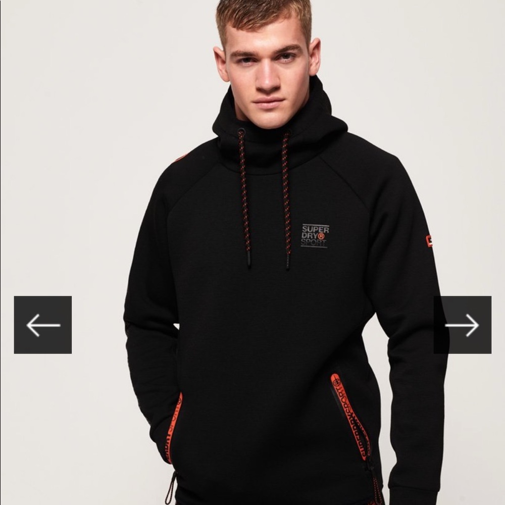SUPERDRY sport tech hoodie in black.